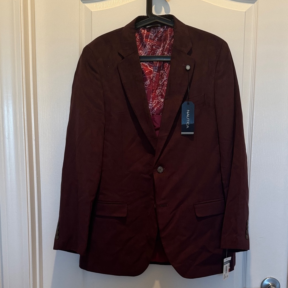 Nautica Men's Maroon Single-Breasted Blazer